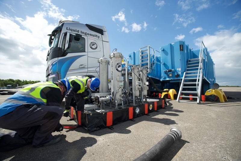 Auffangwanne für Filteranlagen in Aktion